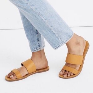 Madewell Tan Double-Strap Leather Slide Sandals